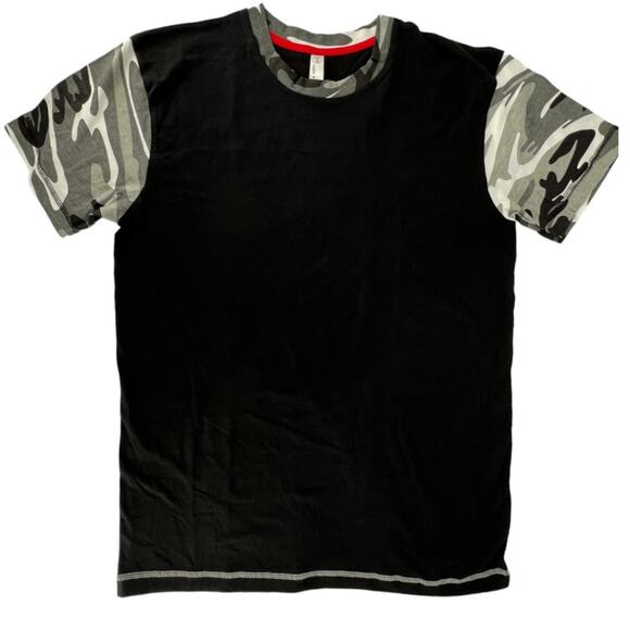 Code Five Men's Black/Camo Short Sleeve Tee Shirt Top Medium 100% Cotton - Picture 1 of 13
